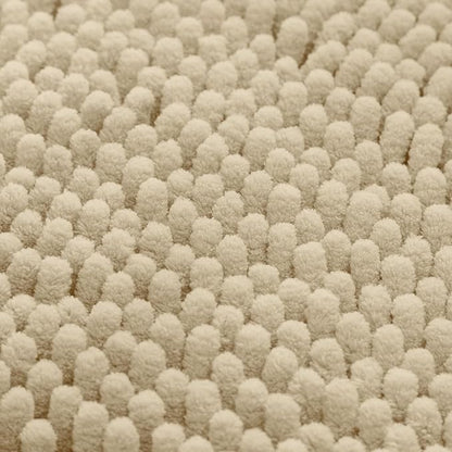 HOMEIDEAS 3 Pieces Bathroom Rugs, Ultra Soft Non Slip Absorbent Chenille Toilet Bath Mat Set (Beige)