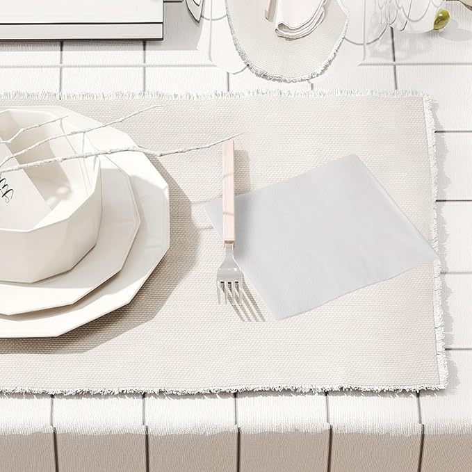 1000 PCS Napkins 2 Ply 4.9" X 4.9" Plain White Beverage Napkins Disposable Four Folded Cocktails Paper Napkins Folded