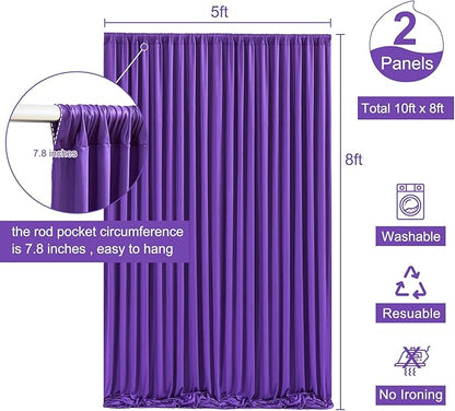 Purple Backdrop Curtain for Parties Wedding Wrinkle Free Purple Photo Curtains Backdrop Drapes Fabric Decoration for Birthday Party Photography 5ft x 8ft,2 Panels