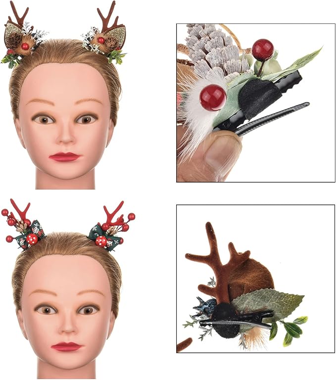 TOECWEGR Christmas Reindeer Antlers Headband Hair Clips Hair Hoop Girl Holiday Beauty Headdress