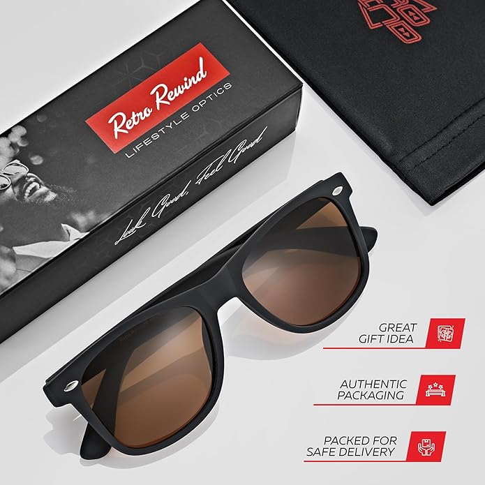 Retro Rewind Polarized Sunglasses for Men and Women - UV Protection Classic Sun Glasses