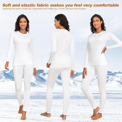 Thermal Underwear Women Long Johns Set Fleece Lined Warm Base Layer Long Sleeve for Weather Top Bottom Pajama
