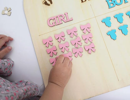 Wooden Baby Gender Reveal Guessing Board - Creative Gender Reveal Party Game Prop,Blue And Pink Guessing Board