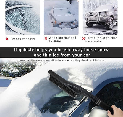 Car Snow Brush and Ice Scraper, Multi-Functional Detachable Snow Brush with Foam Grip, Ice Snow Removal Cleaning Tool for Car Windshield Window, Universal Car Accessories (Black)