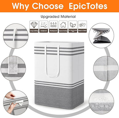 3 Pack Large Laundry Baskets, Laundry Hampers, Freestanding Waterproof Collapsible Clothes Bag with Extended & Reinforced Handles - Clothes Basket for Dorm, Bathroom, Home (75L)