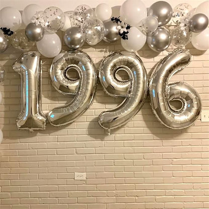 40" Silver Number 6 Balloon for Girls Boys, Large Self Inflating Helium Foil Number Balloons Set 0-9 for Women Men 6th 16th 60th Birthday Anniversary Wedding New Year Party Decorations Supplies