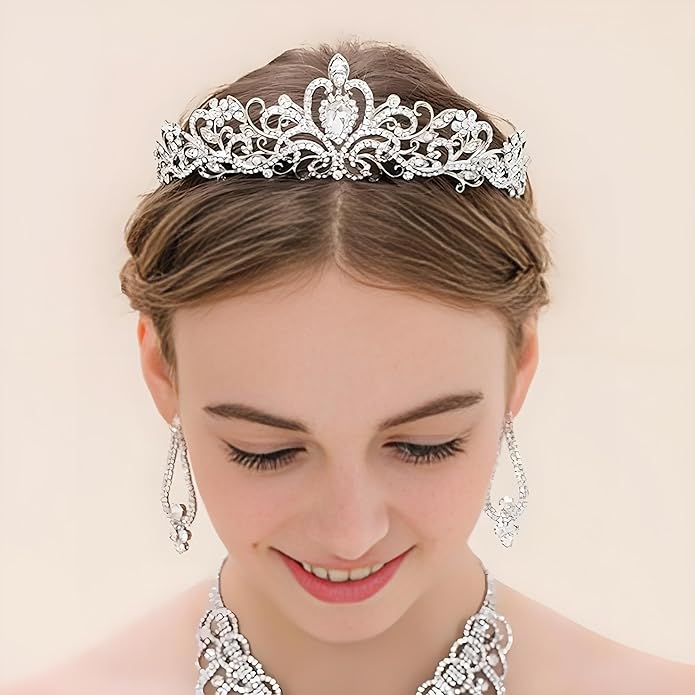 Princess Crown for Women, Crystal Queen Tiaras for Girls Bridal Hair Accessories Gifts for Birthday Wedding Prom, Bridal Party, Pageant, Halloween Christmas Costume