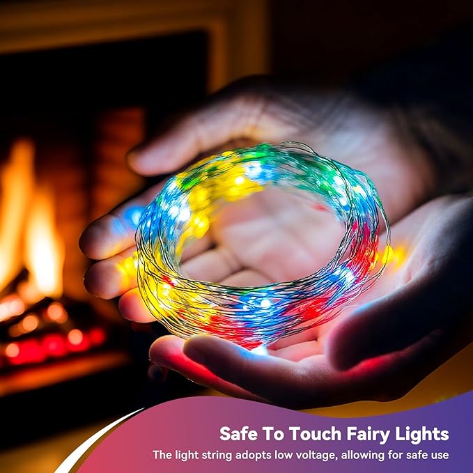 4 Pack 240LED Christmas Fairy Lights Battery Operated - 20FT Twinkle Lights with 2 Lighting Modes Indoor Outdoor, Waterproof Led Fairy String Light for Bedroom, Dorm, DIY, Christmas Decor, Multicolor