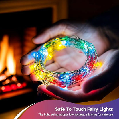 4 Pack 240LED Christmas Fairy Lights Battery Operated - 20FT Twinkle Lights with 2 Lighting Modes Indoor Outdoor, Waterproof Led Fairy String Light for Bedroom, Dorm, DIY, Christmas Decor, Multicolor