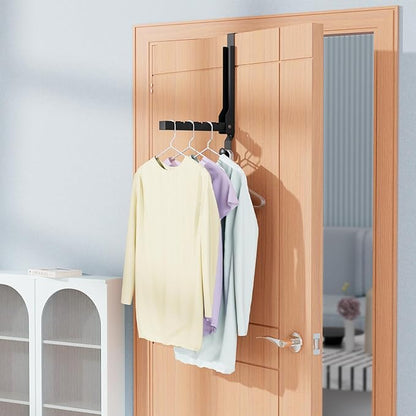 2 Pack Over The Door Hanger Folding Clothes Drying Rack, Folding Hanging Coat Rack for Indoor Laundry Room Compact Small Space Foldable Portable Clothing Hanger Hook Collapsible (Black-2(Upgraded))