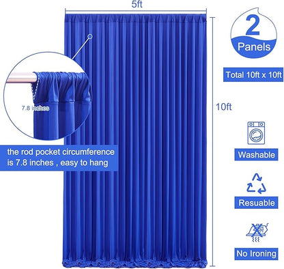 10x10 Royal Blue Backdrop Curtain for Parties Wrinkle Free Blue Photo Curtains Backdrop Drapes Fabric Decoration for Wedding Birthday Party Baby Shower 5ft x 10ft,2 Panels