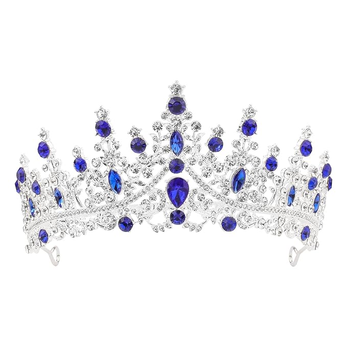 COCIDE Blue Crystal Tiaras and Crowns for Women Princess Queen Crowns for Women Rhinestone Tiaras for Girls Bride Wedding Hair Accessories for Bridal Birthday Party Prom Halloween Cosplay Christmas