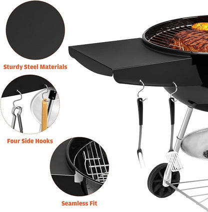 Upgraded Grill Table Shelf for Kettle Grills 22 Inch, Side Table Shelf Replaces Weber Master Touch & Original Charcoal Grill, Grill Accessories for Weber Kettle, Outdoor Steel BBQ Table Shelf