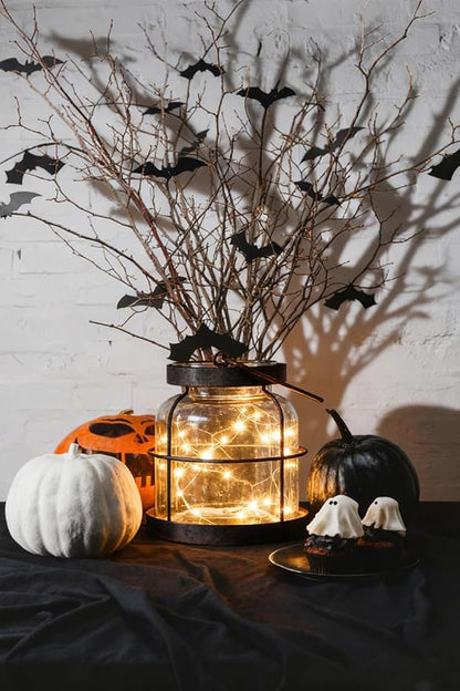 Vintage Farmhouse Lantern Decor with Hidden Switch Lid, LED Lighted Rustic Glass Vase for Floral Arrangements, Table Centerpiece Vintage Farmhouse Flower Vase-Metal Cage