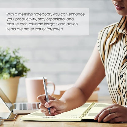 6 Pack of Meeting Notebook for Work Organization - Work Planner Notebook with Action Items, Agenda Planner for Note Taking, 160 Pages (6.9" X 9.9") Project Organizer for Men & Women - Multi