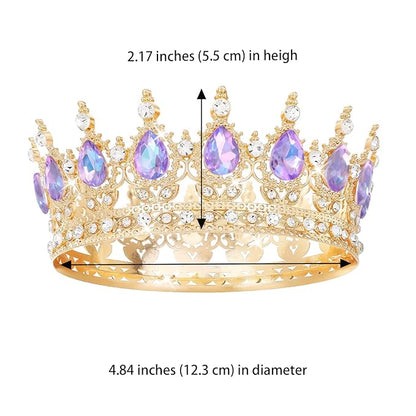Purple Crown for Women Crystal Tiara and Queen Crown for Girl Wedding Headband for Bride Hair Accessories for Costume Birthday Party Cake Decoration Prom