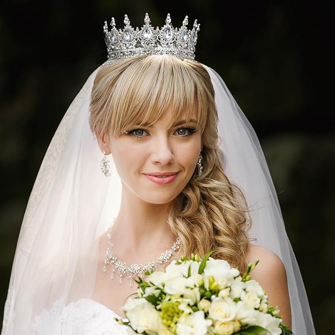 Onedor Silver Crown for Women Crystal Rhinestone Tiara Queen Headpiece for Wedding Prom Pageant Birthday Princess Theme Costume Party Hair Accessories and Cake Topper Decoration