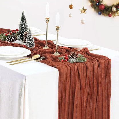 Fall Table Runner Terracotta Cheesecloth Table Runner 35x120in Burnt Orange Cheese Cloths Table Runner 10FT Rust Gauze Runner for Thanksgiving Wedding Party Baby Shower Fall Decor