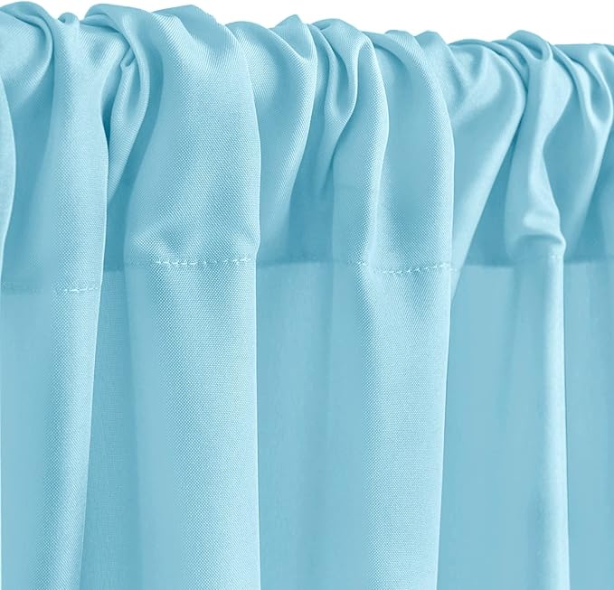 Hiasan Baby Blue Backdrop Curtains for Parties, Polyester Photography Backdrop Drapes for Family Gatherings, Wedding Decorations, 5ftx8ft, Set of 2 Panels