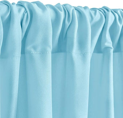 Hiasan Baby Blue Backdrop Curtains for Parties, Polyester Photography Backdrop Drapes for Family Gatherings, Wedding Decorations, 5ftx8ft, Set of 2 Panels