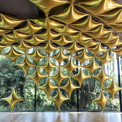 12PCS Gold Star Balloons, 24in 18in 10in Four Pointed Star Shaped Balloon Gold Foil Balloons for Graduation New Year Birthday Retirement Party Decorations