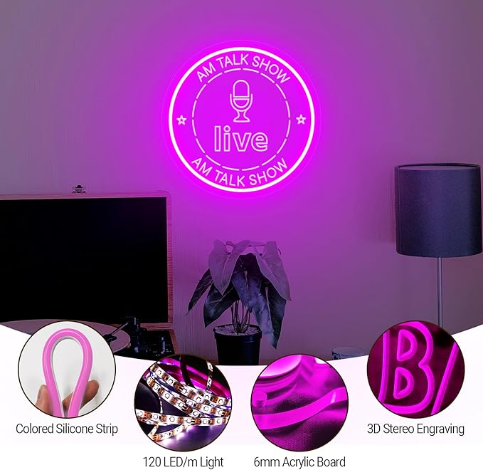 Custom Live On Air Neon Signs for Wall Decor, Personalized LED Live Neon Light Handmade Sign Gift for Twitch Tiktok Youtube Streamer Gamer, Studio Game Room Bedroom Art Decoration