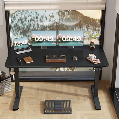 Furmax 55 x 24 Inches Electric Height Adjustable Standing Desk Large Sit Stand Up Desk Home Office Computer Desk Memory Preset with T-Shaped Metal Bracket, Black