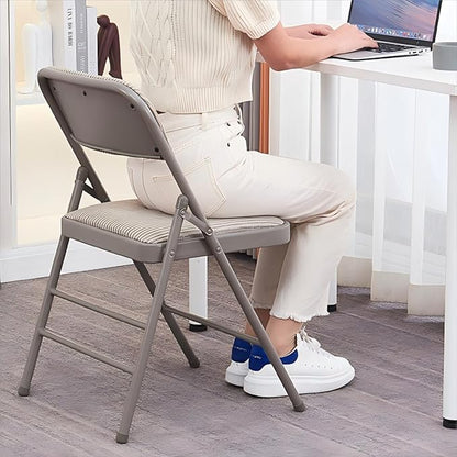 SEALAMB 16 Pack Folding Chairs with Padded Seats & Cushion, Durable Metal Foldable Chairs for Wedding Party, Commercial Chairs for Office School Church Events, 350lb Capacity (Grey-Fabric, 16 Pack)
