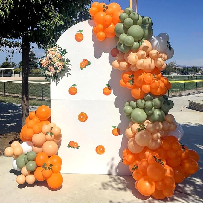 162pcs Little Cutie Baby Shower Decorations, Orange Sage Green Nude White and Confetti Balloons for Little Cutie Baby Shower Fruit Theme Birthday Party Decorations
