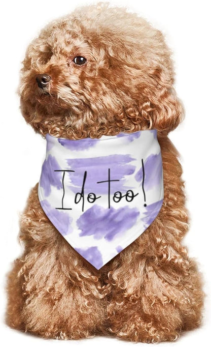 I Do Too Dog Wedding Bandana,Wedding Photo Prop for Dog Lover Pet Scarf AccessoriesMarried Puppy Pet Bandanas Engagement Announcement Gifts (Purple Color Block)