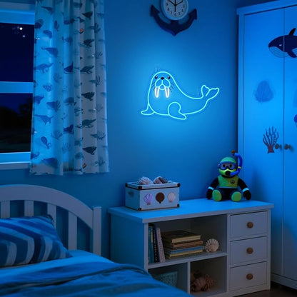 Walrus Neon Sign, Dimmable Wall Decor Light. Birthday Party Decorations for Home, Patio, Garden, Bars, Restaurants, Hotels, Stores, Clubs, Gift for Friends Family and Kids