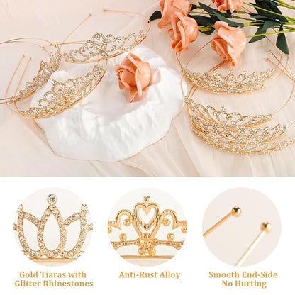 10 Pcs Gold Tiaras Crowns Headbands for Women Girls Princess Tiara Bulk Crown Rapunzel Crown for Wedding Birthday Crystal Tiara for Prom, Bride, Pageant, Halloween