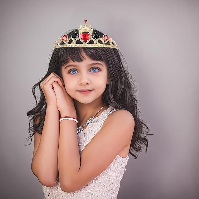 Descendant Red Crown with Black Hearts Jewelry Set Descendant 4 Rise of Red Cosplay Headband for Women Decoration
