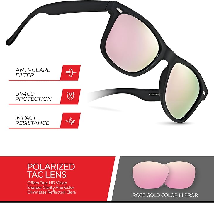 Retro Rewind Polarized Sunglasses for Men and Women - UV Protection Classic Sun Glasses