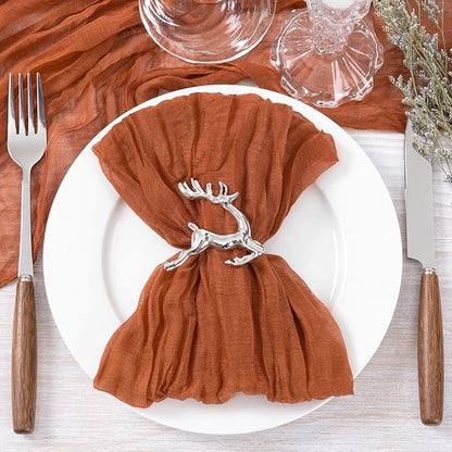 Socomi Terracotta Cheesecloth Napkins Fall Burnt Orange Thanksgiving Cheese Cloths Gauze Set of 10 Boho Washable Dinner Table Napkins for Wedding Party Baby Shower Birthday Party Decor