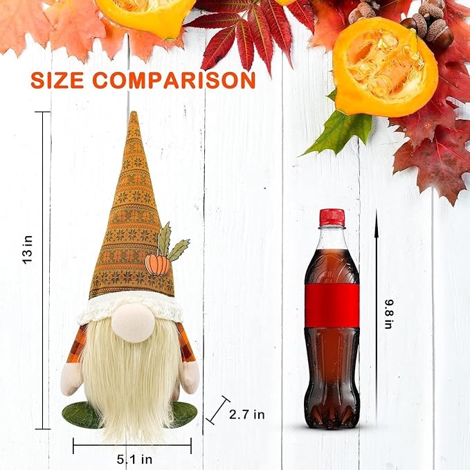 Thanksgiving Decorations for Home - Fall Decor - Cute Thanksgiving Gnomes Plush Doll for Office, Indoor, Living Room, Tiered Tray, Harvest Table Supplies - Autumn Birthday Gifts Basket Ideas for Women