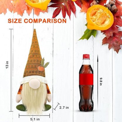 Thanksgiving Decorations for Home - Fall Decor - Cute Thanksgiving Gnomes Plush Doll for Office, Indoor, Living Room, Tiered Tray, Harvest Table Supplies - Autumn Birthday Gifts Basket Ideas for Women