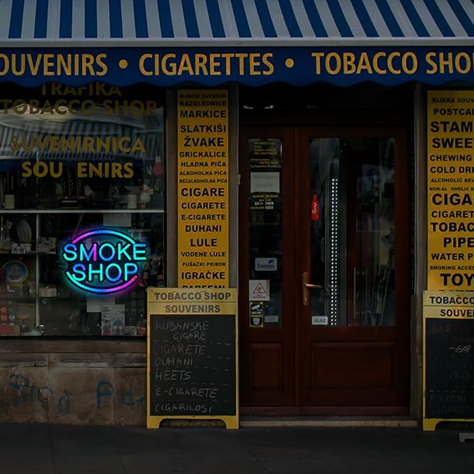 SMOKE SHOP LED Neon Sign for Business,16x12 inch Vape Smoke Shop Sign RGB Bright Led for Window Wall Door VapeSmoke Store