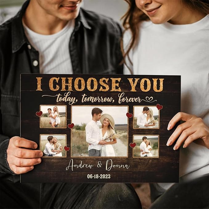 Dem Canvas Personalized Canvas Prints, Custom Photo And Name, I Choose You Forever, Wedding Gifts For Couple Anniversary Wedding Gift For Couples Canvas (18x12)