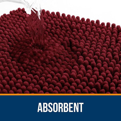 OLANLY Bathroom Rugs 70x24, Extra Soft Absorbent Chenille Bath Rugs, Rubber Backing Quick Dry, Machine Washable Bath Mats for Bathroom Floor, Tub and Shower, Home Decor Accessories, Burgundy