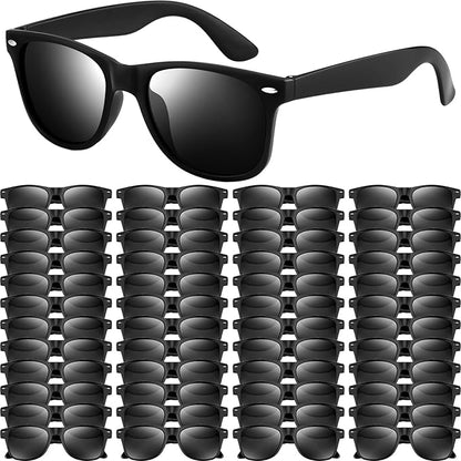 NEBURORA 48 Pack Black Sunglasses Bulk Retro Black Shades Party Sunglasses for Adult Men Women Summer Beach Party Accessories
