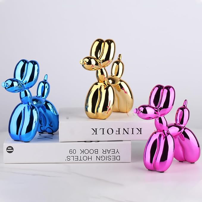 Gold Balloon Dog Decor,Gold Room Decors,Balloon Animal Preppy Room Shelf Decor,Cute Statue Home Decors,Bedroom Modern Sculpture Desk Decoration,Golden Decorations Figurines