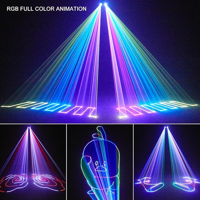 Animation Laser Light DJ Light, WorldLite Stage Party Lazer 3D RGB Full Color with DMX512, Music Sound & Remote, Great for Club Party Disco Lights Bar Wedding DJ Stage Lighting