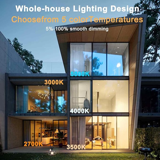 LTpro 3 Inch Gimbal Led Recessed Lights, Waterproof recessed Lights for Shower with Junction Box 10W, Recessed Ceiling LED Lights Dimmable Selectable 5 CCT 2700K-6000K, IC Rated.(4 Pack)