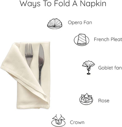Encasa XO Natural Cloth Napkins Set of 6, 17"x17" | Solid Color Cotton Dinner Napkins | Washable & Reusable Napkins for Dining Table Fall Decoration, Holiday & Christmas Festivals