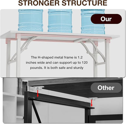 TEMI Long Computer Desk Folding Table - 55.1" Foldable Office Desk, No Assembly, Perfect Writing Table for Bedroom or Apartment, Portable Large Desk or Study Table with Compact Design, White Ash