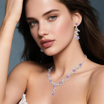 Kamirola Tiaras and Crowns for Women,Tiaras Earrings Necklace, Crystal Bridal Jewelry Set (TR48)
