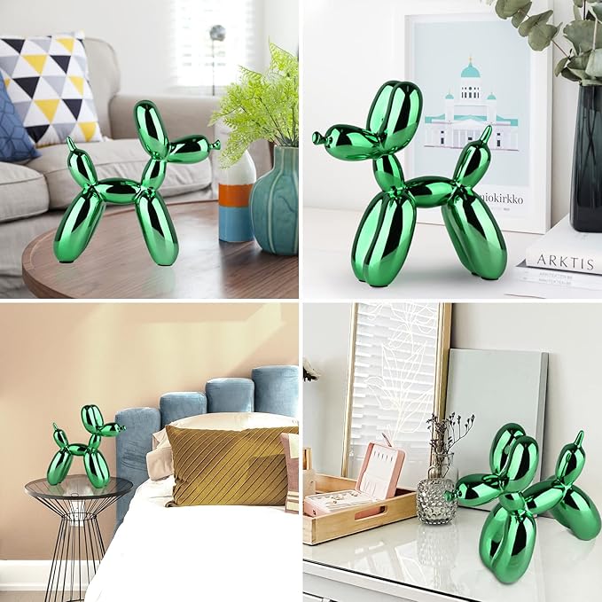 Green Balloon Dog Decor,Balloon Animal Decor,Shelf Decor Preppy Room Decor,Cute Statue Home Decor, Bedroom Modern Sculpture Desk Decor,Office Gold Decorations Small Figurines