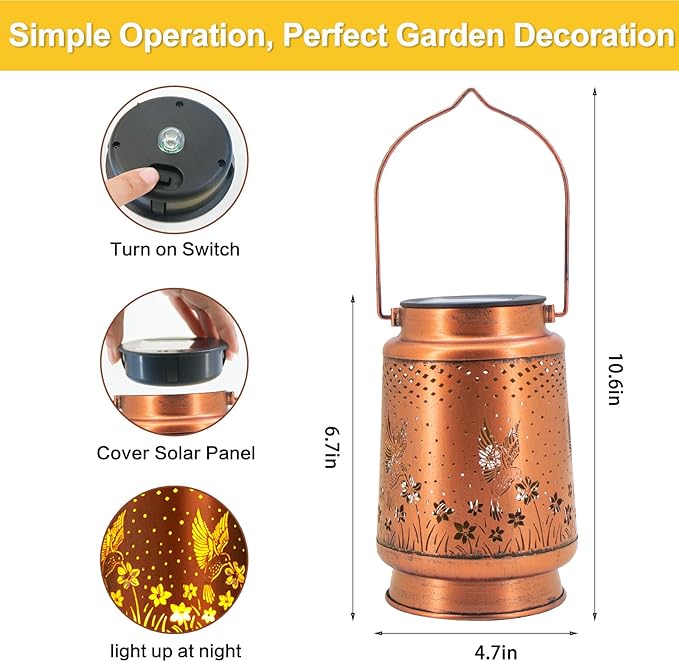 Christmas Gifts for Women, 4 Pack Hummingbird Birthday Gifts for Women Mom Grandma Solar Lanterns Outdoor Waterproof Garden Decor Hanging LED Decorative Light for Patio Yard Lawn Gardening Gifts