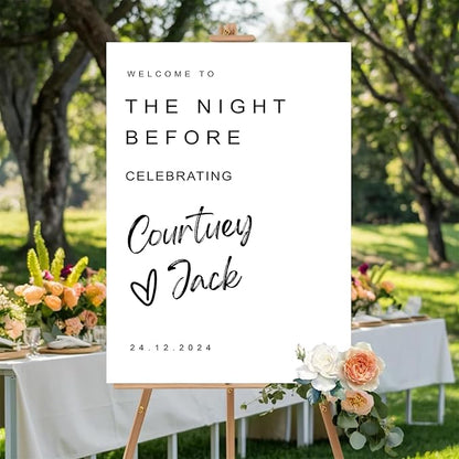 Personalized Rehearsal Dinner Welcome Sign, The Night Before Welcome Sign, Wedding Rehearsal Party Home Decor, Rehearsal Dinner Sign, Elegant Welcome Sign, Wedding Decorations Ceremony #16